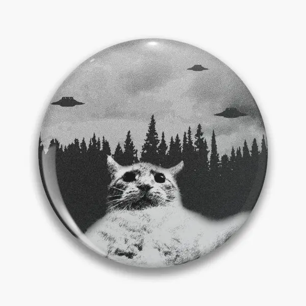 Чужой НЛО Забавный кот Подарок Любитель кошек Веселая мягкая кнопка Булавка