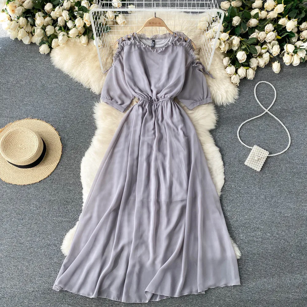 

long holiday dress maternity summer short sleeve White