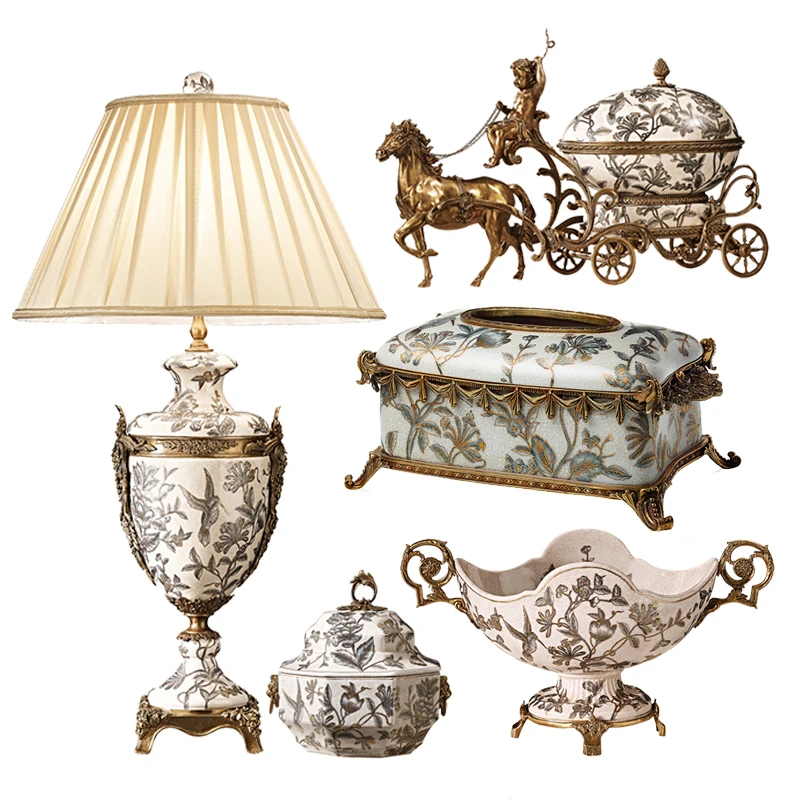 

Fruit tray table lamp decoration luxury villa club tissue box drawer