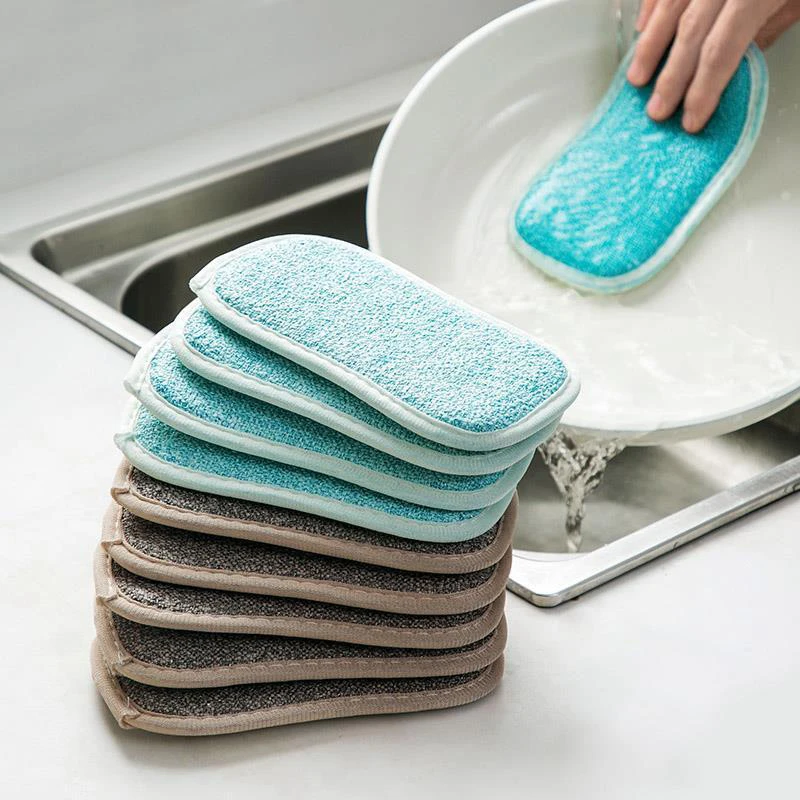 

1pc Dishwashing Cloth Double-sided Sponge Cleaning Brush Household Kitchen Decontamination Cleaning Tool Pot Washing Artifact