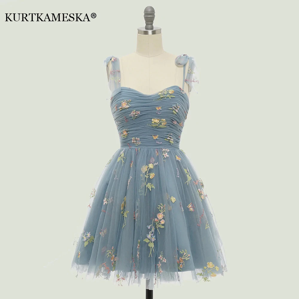 Роскошные вечерние платья для выпускного с цветочной вышивкой для женщин, лето 2023, элегантное Сетчатое платье на бретелях, строгое платье мини для хозяйки и отпуска