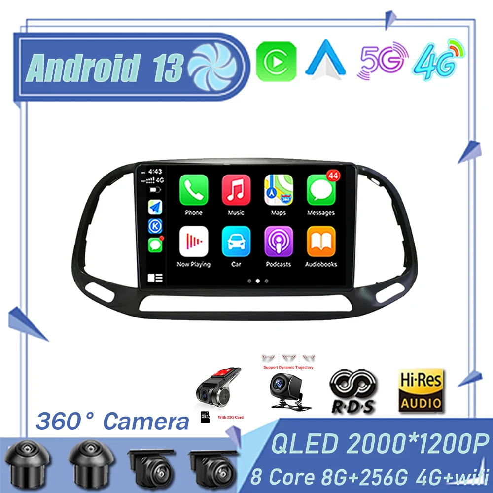 

Автомагнитола 9 дюймов, Android 13, мультимедийный плеер, навигация, стерео, GPS, 4G, Wi-Fi, камера 360 для Fiat Doblo 2015 - 2020