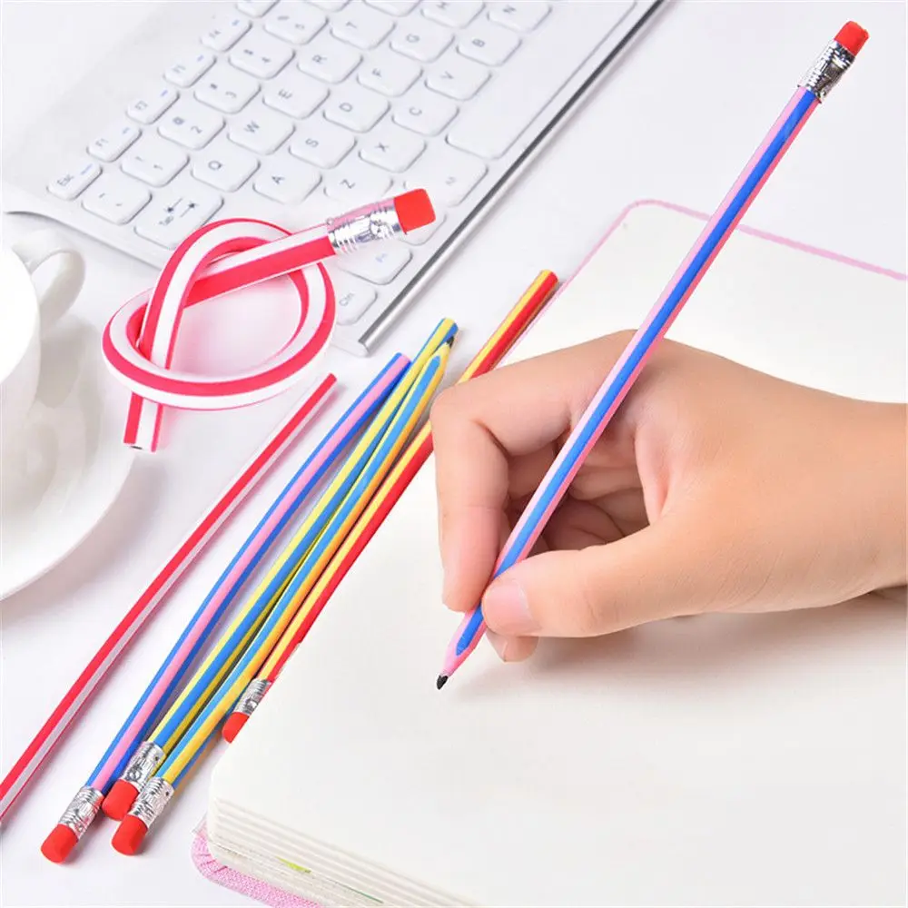 

10pcs Soft Bendable Pencil with Eraser Stationery Sets for School Student Writing Drawing Pens Children Kids School Supplies