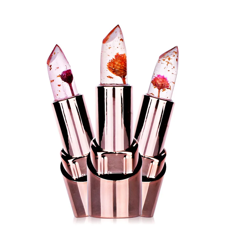 

3 Colors Beauty Bright Flower Crystal Jelly Lipstick Magic Temperature Change Color lipstick lip Balm Makeup Lipgloss