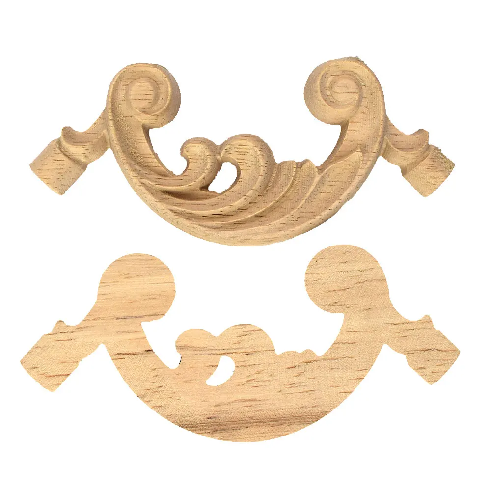 

4Pcs Modern Rubber Wood Carved Corner Onlay Applique Furniture Unpainted Flower Decal DIY Home Door Wall Cabinet Frame Decor