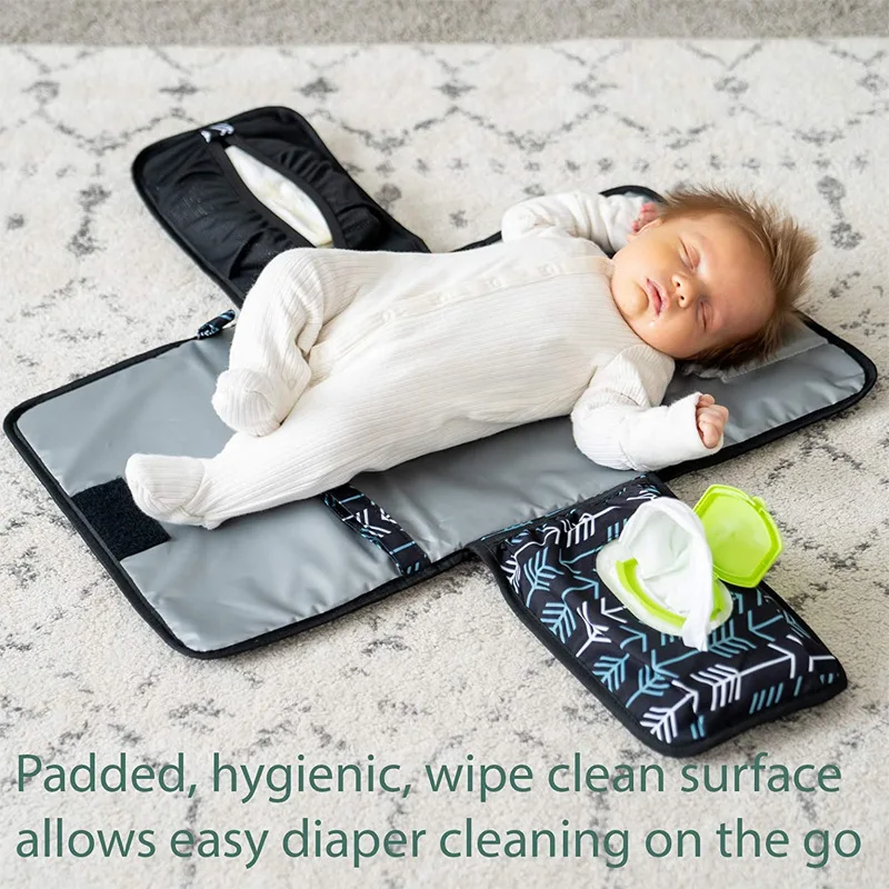 3 in 1 Portable Multifunction Diaper Changing Bag Pad Baby Mom Clean Hand Folding Mat Infant Care Products Smart Wipes Pocket images - 6