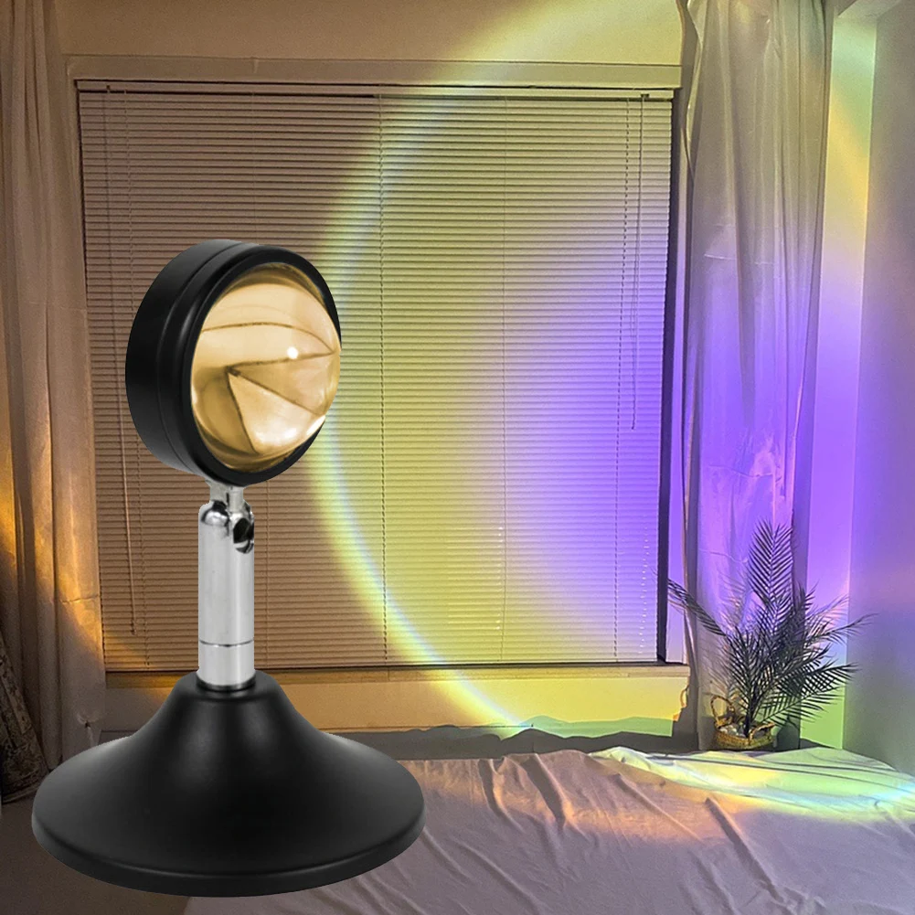 

Adjustable Mini Rainbow Sunset Night Lamp Thickened Crystal Lens Atmosphere Lamp Colorful Projector Lamp Decor