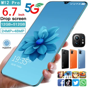 global version m12 pro 6 7 inch smartphone full screen 6800mah 10 core 2448mp 12512gb dual sim cellphones celular 5g phone free global shipping