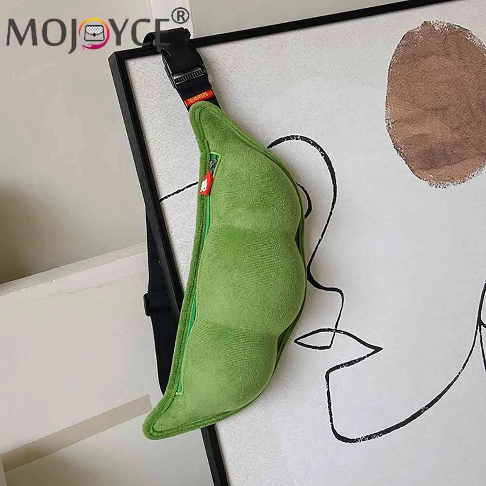 

Plush Shoulder Bag Creative Peas Shaped Cartoon Design Chest Crossbody Bags Women Cute Zipper Messenger Phone Purse Handbag