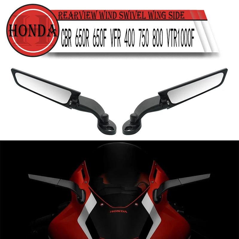 

Modified Motorcycle Mirrors Wind Wing Adjustable Rotating Rearview Mirror Side For Honda CBR 650R 650F VFR 400 750 800 VTR1000F