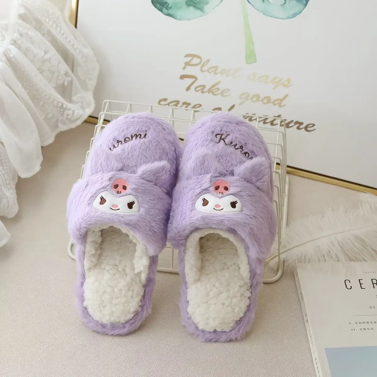 

Симпатичные плюшевые тапочки Sanrio Cinnamoroll Melody, пудинг, собака, домашняя обувь, милая осенне-зимняя хлопковая обувь, подарки для девочек, детей