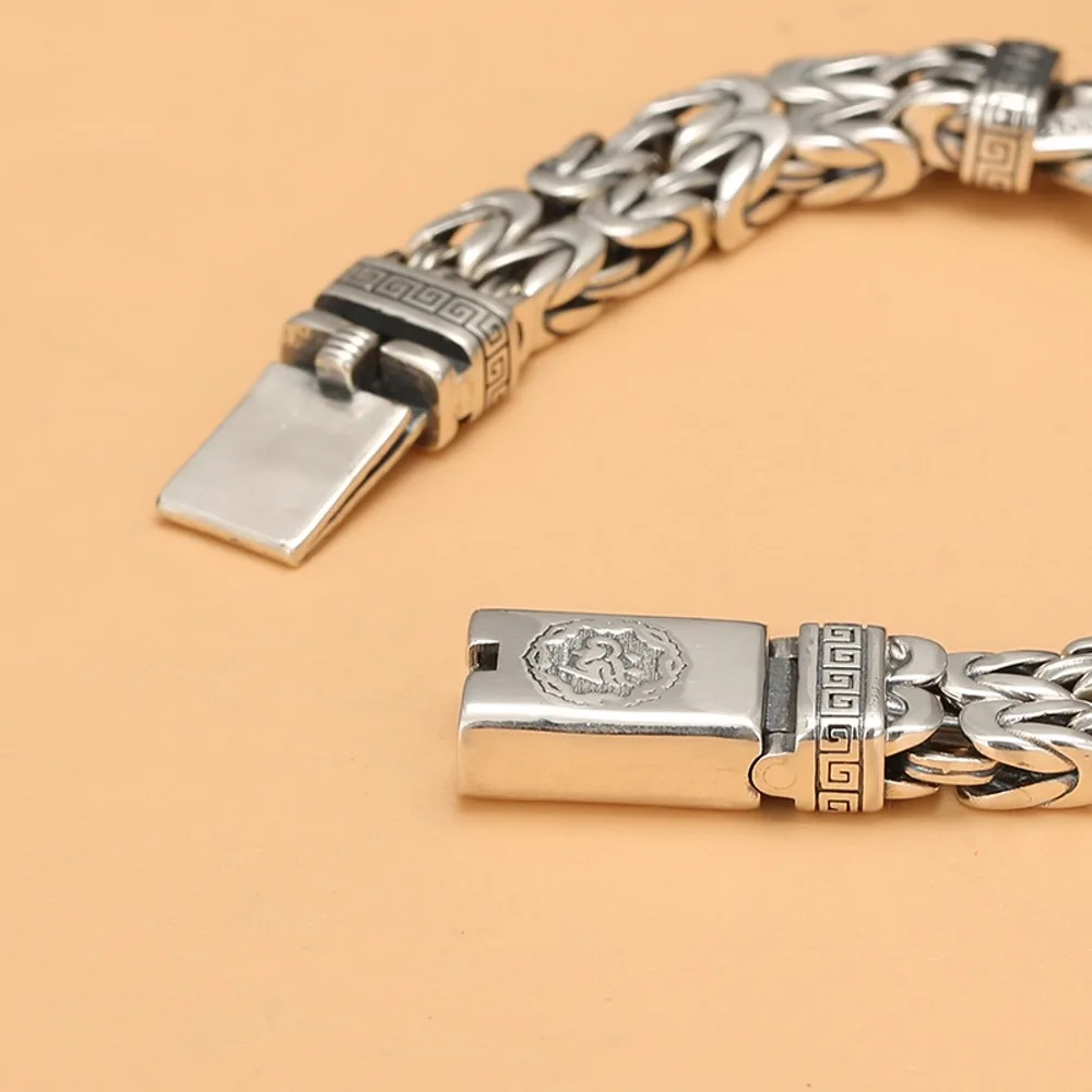 Настоящая твердая цепочка из стерлингового серебра 925 пробы мужская мантра