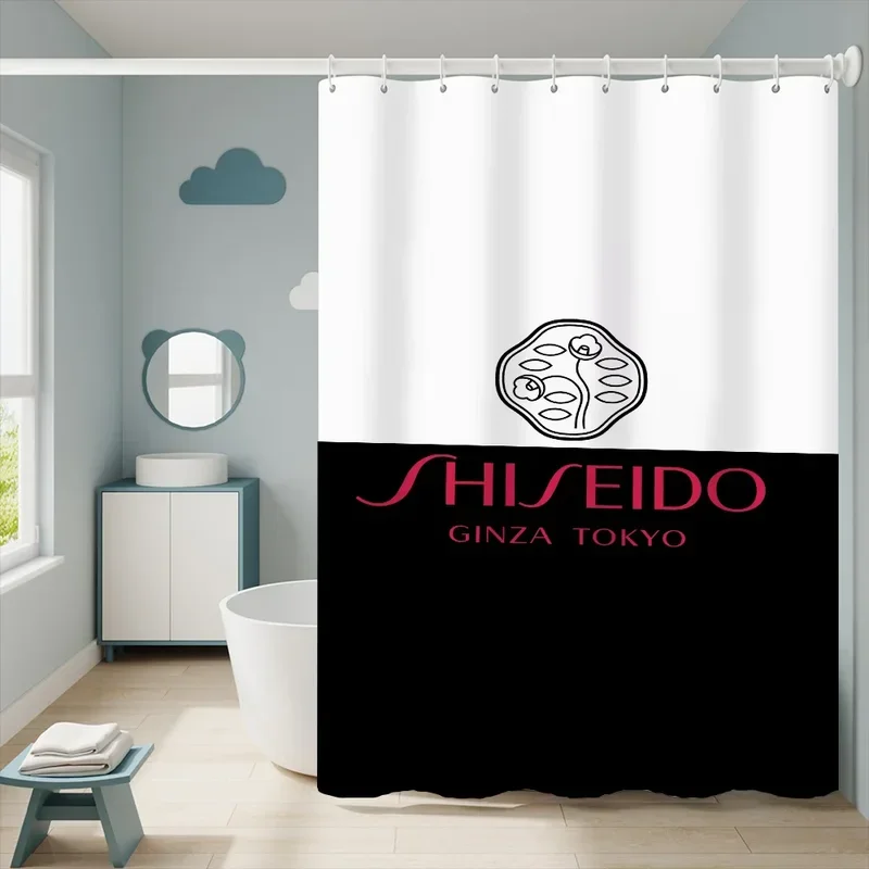 Curtains for Bathroom Shower Curtain S-Shiseido-O Accessories Bath Waterproof Fabric Set the Anti-mold Opaque