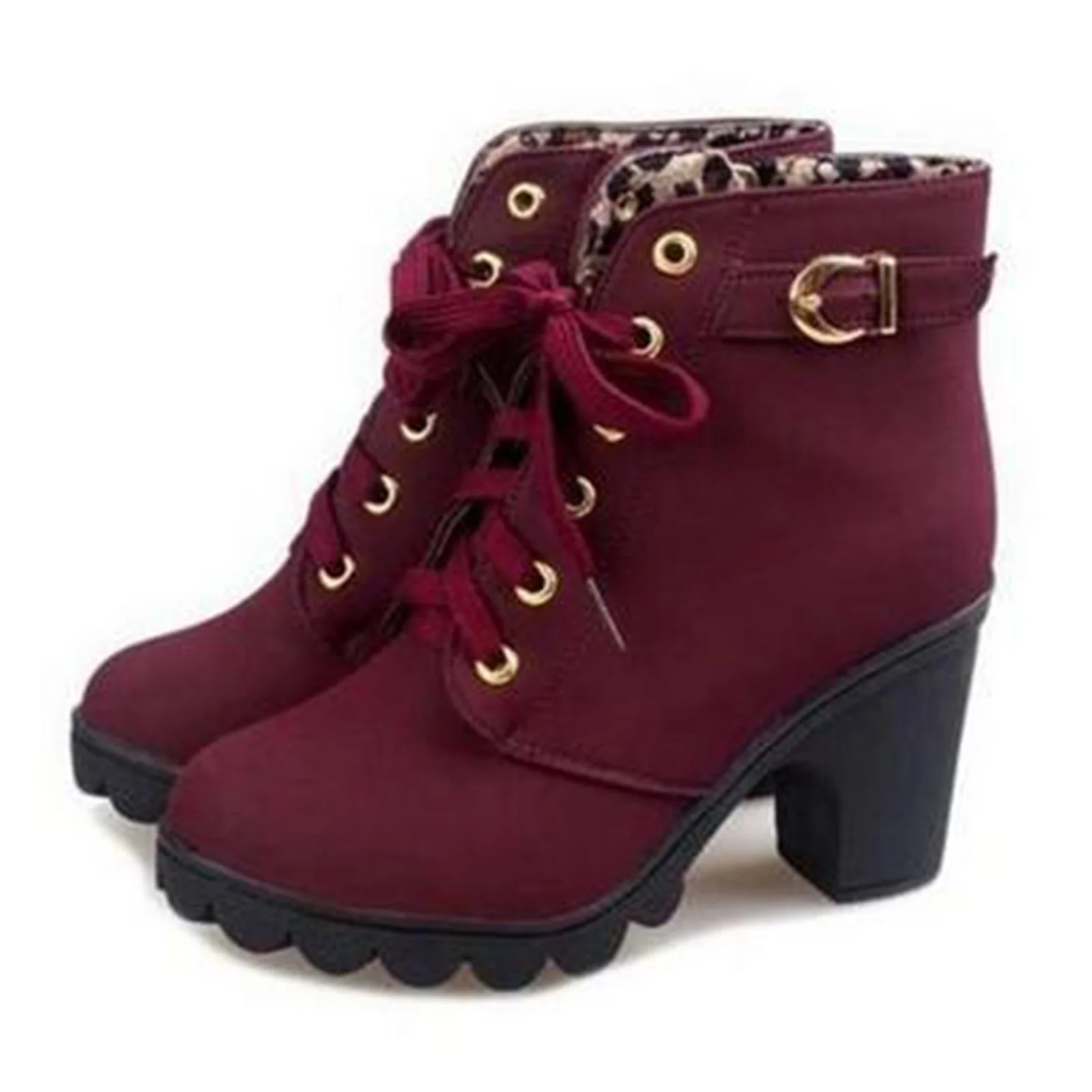 

Women Warm Weather Wear Boots Solid Color Zipper and Leather Buckle Boots for Autumn Winter Daily Wearing