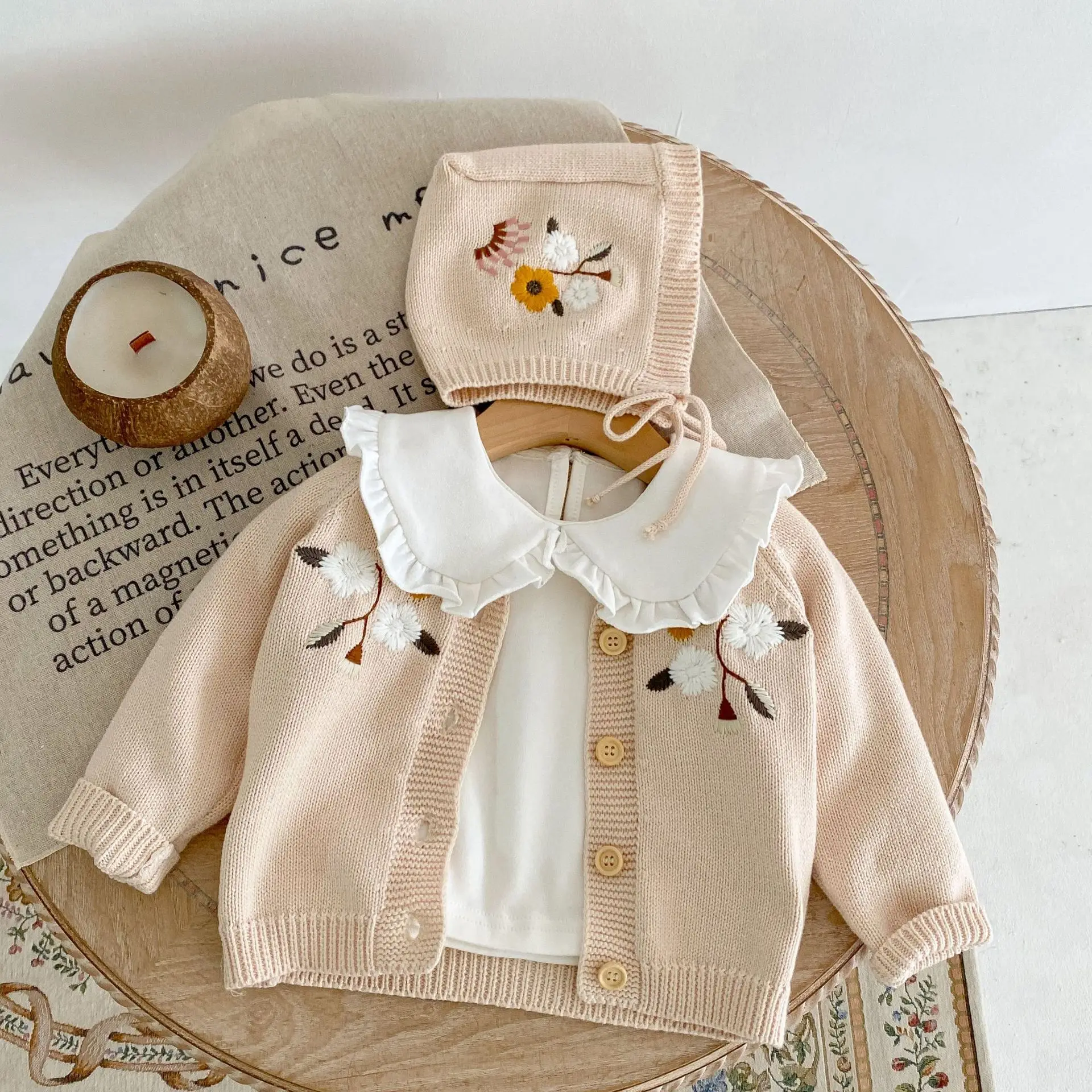 

Toddler Baby Boy Girl Cardigans Vintage Embroidered Knit Long Sleeve Sweater Jacket Autumn Kids Coat Outerwear