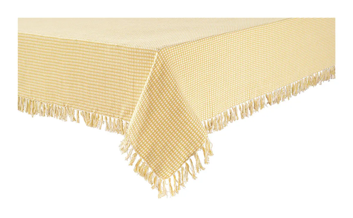 

Linens Homespun Check 100% Cotton Woven Fringed Tablecloth 60"X102" Gold