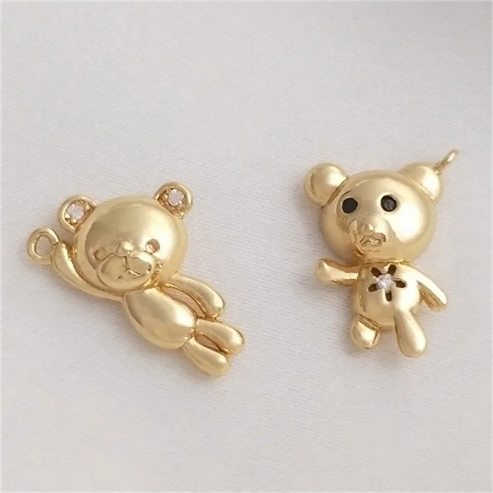 14-каратное золото инкрустированный цирконом милый кулон с плюшевым мишкой