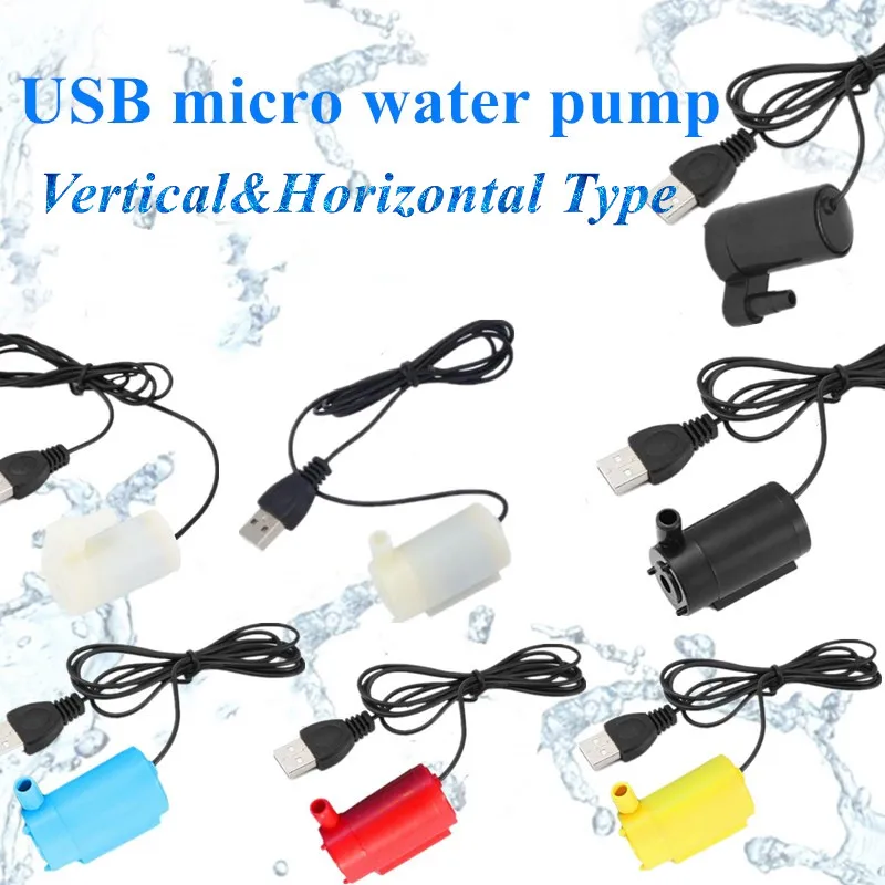 

5V Mute USB Submersible Micro Mini Electric Pump One Meter Line DC Vertical Horizontal Low Voltage 120L/H Aquarium Fish Tank