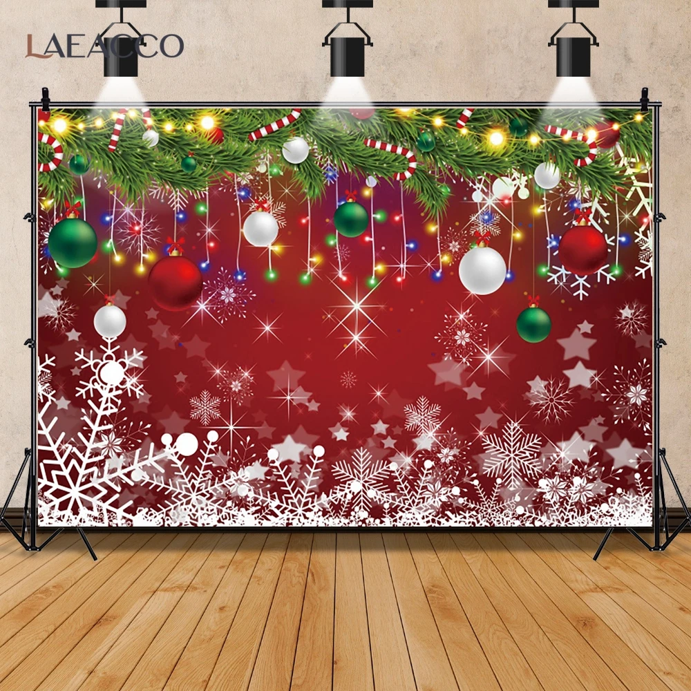 

Red Backdrop For Photography Christmas Party Decor Kid Family Portrait Photocall Prop Snowflake Pendant Pattern Photo Background