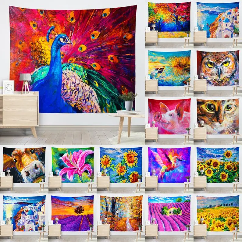 

Картина маслом, пейзаж, животные, серия, настенный гобелен, настенное покрытие, Фотофон