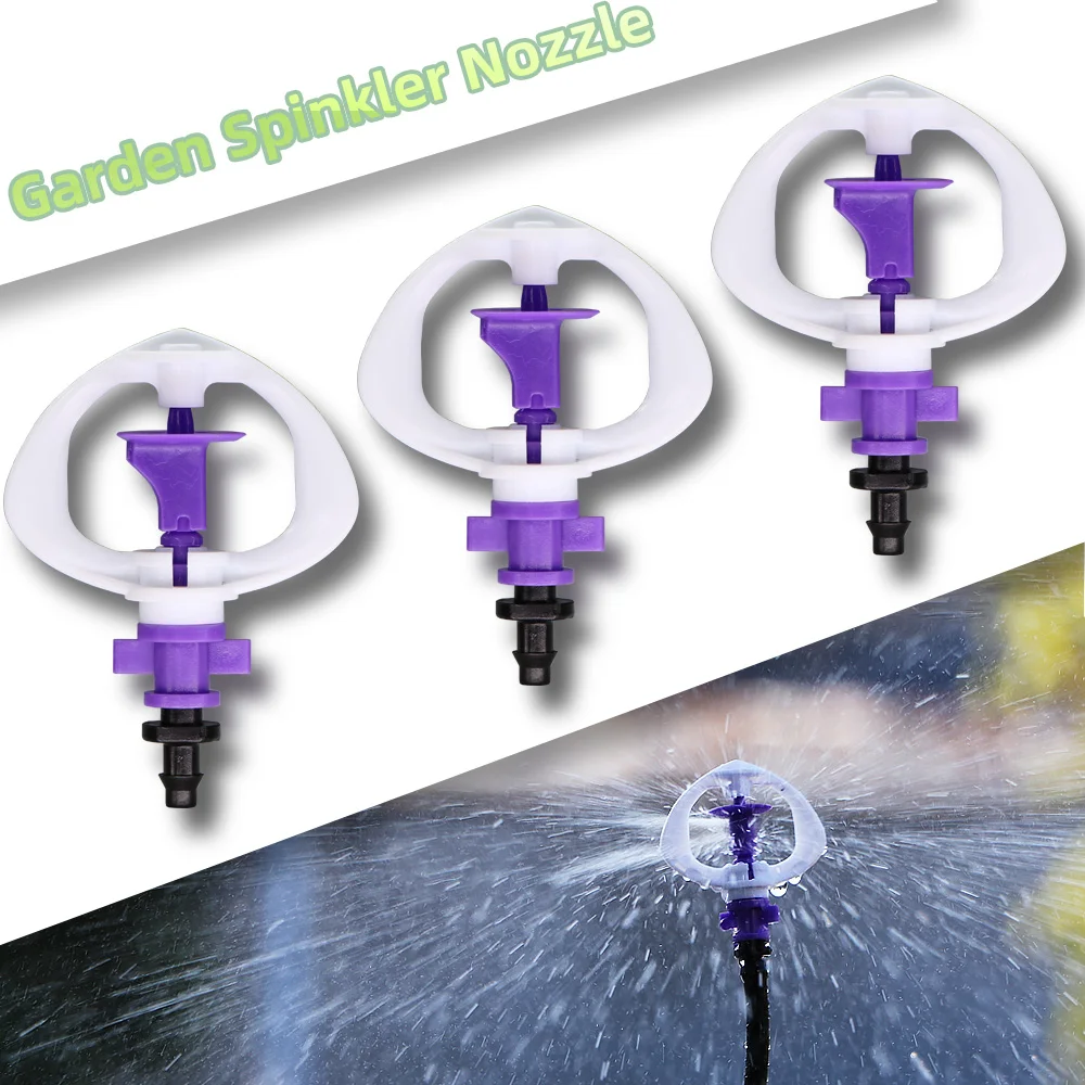

5-100PCS Rotating Sprinkler 90/180/360 Degrees Micro Spinning Spayers Head 1/4'' Barb with Stake Garden Dirp Irrigation Nozzles