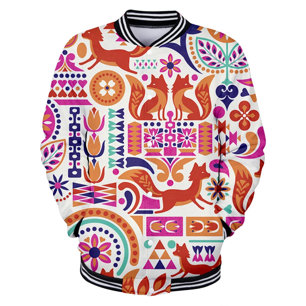 

Бейсбольная Униформа Мужская и женская одежда Бохо парная куртка модная 3D цифровая печать уличная хип-хоп одежда