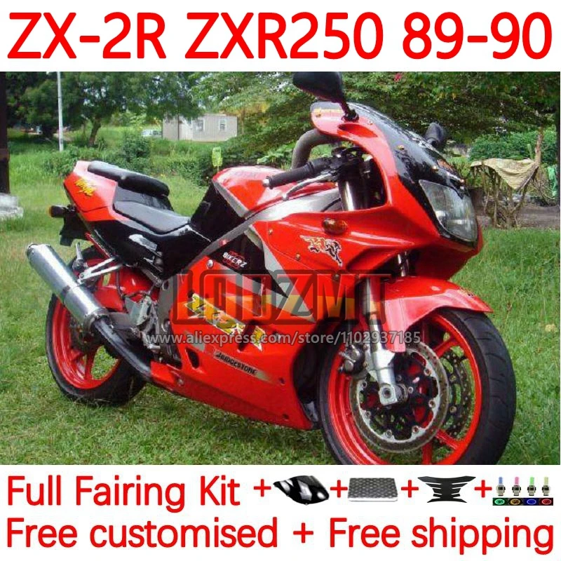 

Комплект рамок для KAWASAKI NINJA ZXR-250 ZX2R ZXR 250 C ZX-2R ZX 2R R250 ZXR250 1989 1990 ZX-R250 89 90, в наличии, красный обтекатель 22No.60
