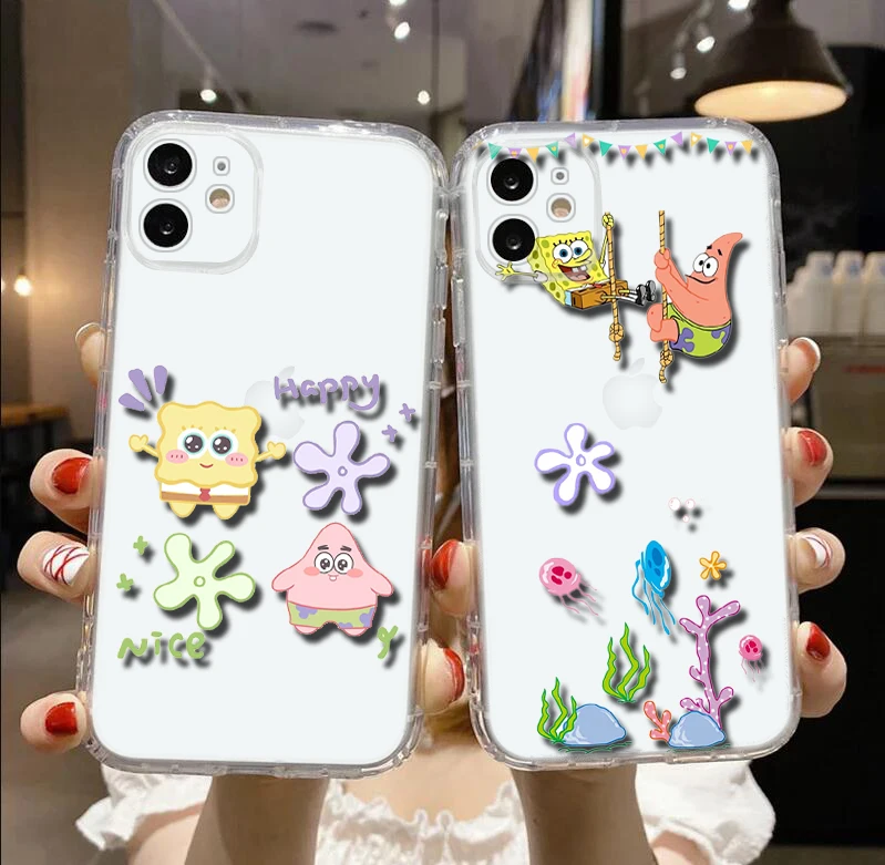 Мягкий чехол SpongeBob SquarePants для Samsung A7 A70 A71 A72 A8 A9 J2 J4 J5 J6 J7 J9 M30S M31 M51 M23 A04 A14 A23 A34 A54