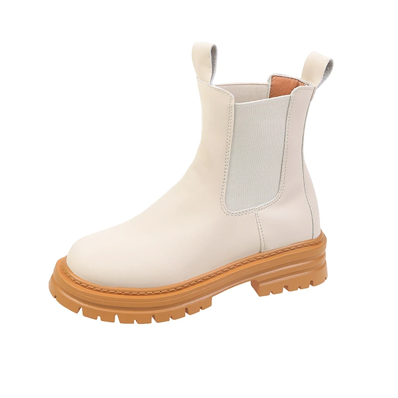 

Осенне-зимние ботинки челси, женские модные белые ботильоны 2022, женские короткие ботинки, обувь на толстой подошве в стиле панк и Готика