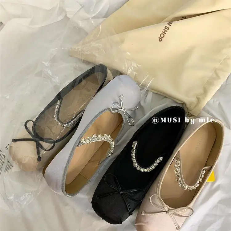 Корейская обувь с бантом женская элегантные женские балетки 2024 платье Modis