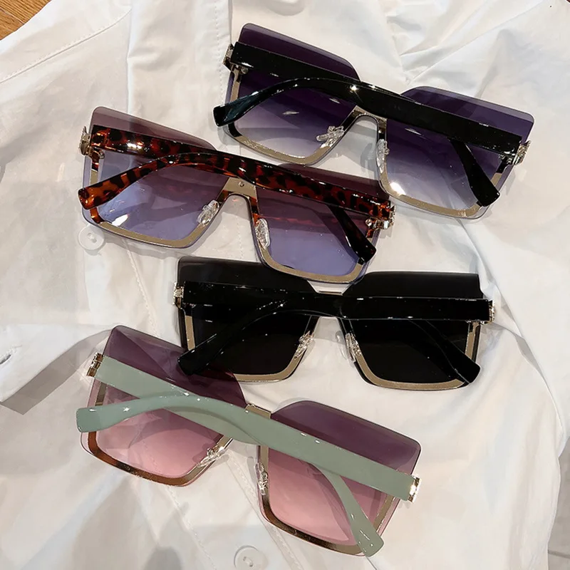 

Солнцезащитные очки оверсайз для мужчин и женщин, модные цельные градиентные очки без оправы, Винтажный дизайн, Uv400, 2023