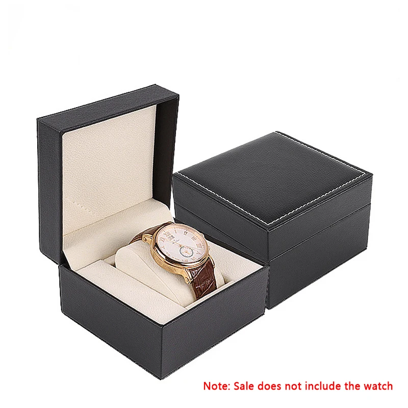 Black Leather Watch Display Box Jewelry Storage Organizer Case Decoration Gift Man Watch Container Box Wholesale Tag