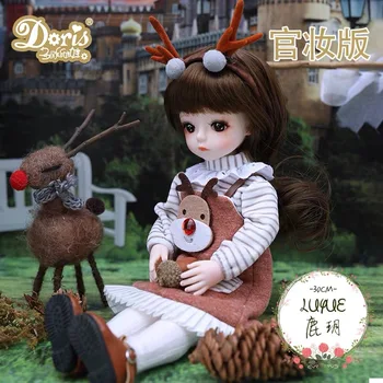 Handmade New 30cm 1/6 BJD Little Girl Cute Dress up 25 Moveable Joint Beauty Makeup Doll Fashion Dress DIY Toy Gift Girl