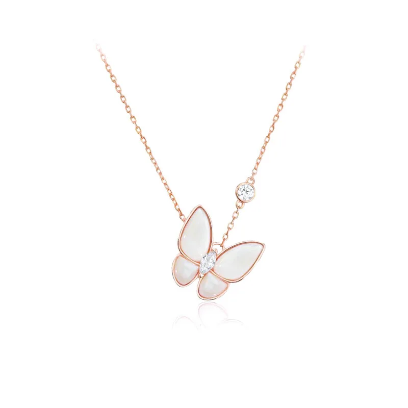 

Women Fashion Mother Of Pearl Pendant Necklaces Goden Rose Gold Cubic Zirconia Necklaces For Girl Trendy Jewelry Birthday Gift
