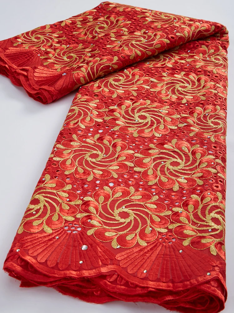 

Red Nigerian Lace Fabric 2022 Latest High Quality African Lace Fabric Swiss Voile Dry Cotton Lace In Switzerland For WomenTY2990