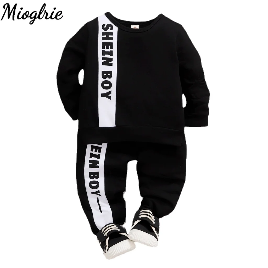 3-24Months Toddler Baby Boy Clothes Suit Letter Print Long Sleeve Tops + Cotton Pants 2Pcs Set Newborn Baby Boy Fashion Outfit