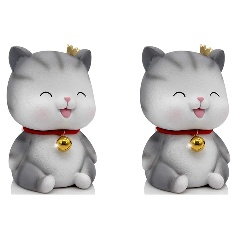 

2X Cute Cat Decorative Saving Bank,Home Decoration Coin Bank Money Piggy Bank Help Form Right Money Habits,Eyes Closed