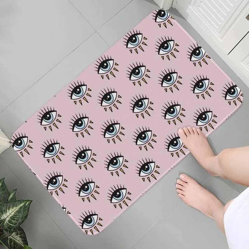 

Modern Living Room Rug Kitchen Carpet Mats Flannel Washable Art Memory Foam Eye Blue Evil Eye Bath Mats Room Carpets Prayer Rug