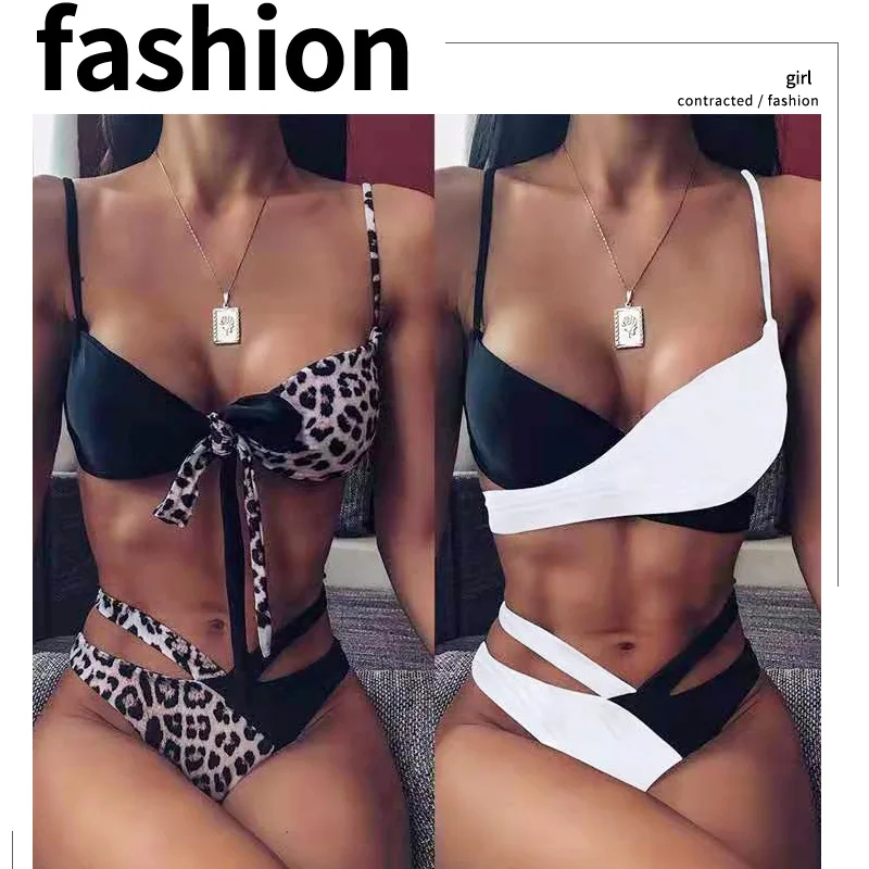 2024 женский сексуальный комплект бикини с высокой талией летний леопардовый