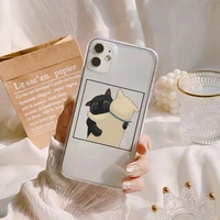 cartoon hug cat clear phone case for iphone x xr xs max 7 8 plus se2020 12 13 mini 11 pro max cute animal back transparent cover