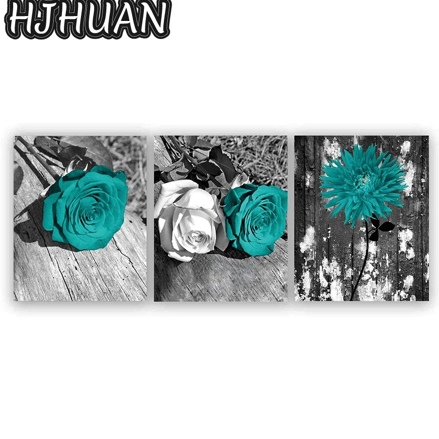 

3pcs blue and white rose Diamond painting full round square diamond mosaic cross stitch mosaic diamond embroidery home decor