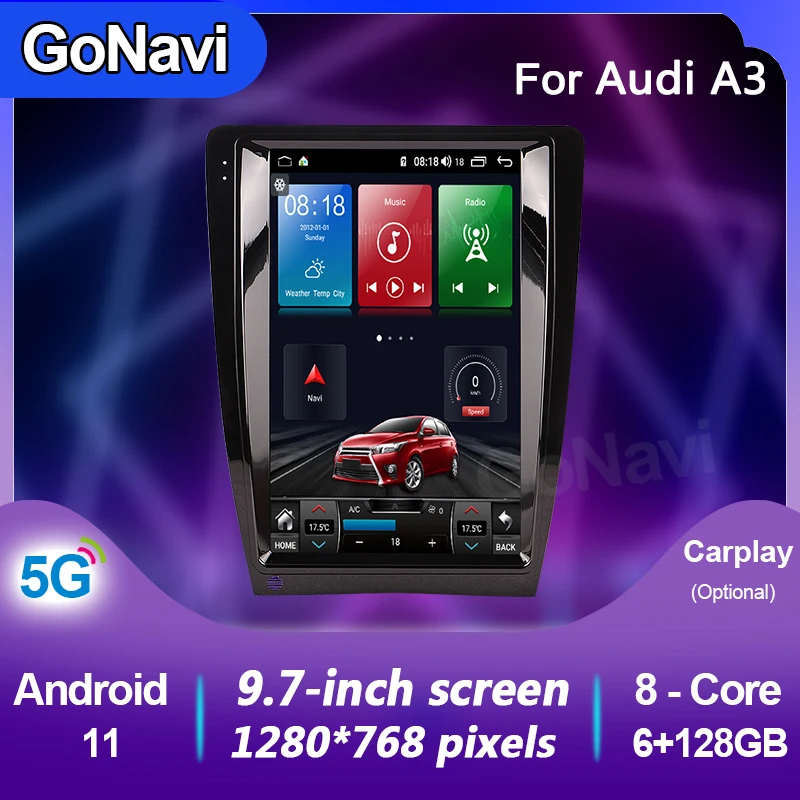 

GoNavi For Audi A3 Android Vertical Screen Car Radio Stereo Receiver 12.1 Inch Multimedia DvD Video Player Touch Screen GPS Navi