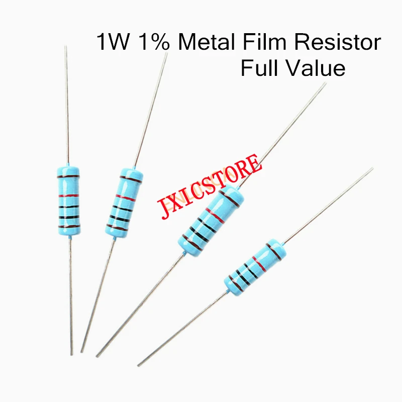 

20 шт. 1 Вт металлический пленочный резистор 1% 1R ~ 1M 2R 10R 22R 47R 100R 330R 1K 4,7 K 10K 22K 47K 100K 330K 470K 1 2 10 22 47 100 330 Ом