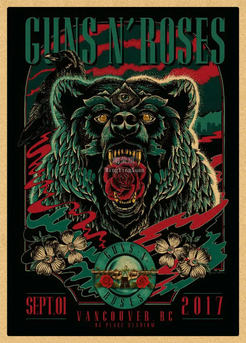 Guns N Roses Rock Music Posters винтажный плакат на стену Sticker Home Decor крафт-бумага постер для