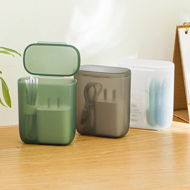 

Travel Cable Storage Box Portable Wound Headphone Cable Charger Storage Box Drawer Sorting Box with Cover Makeup Lipstick Holder