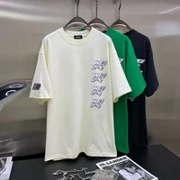 four bar white we11done logo t shirt casual men women high quality back green we11done print graphics short sleeve