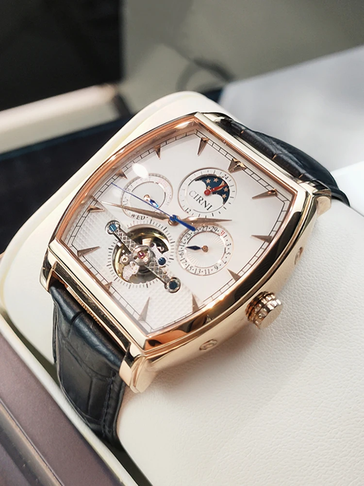 

Часы мужские механические с автоподзаводом и стеклом, деловые, 2022