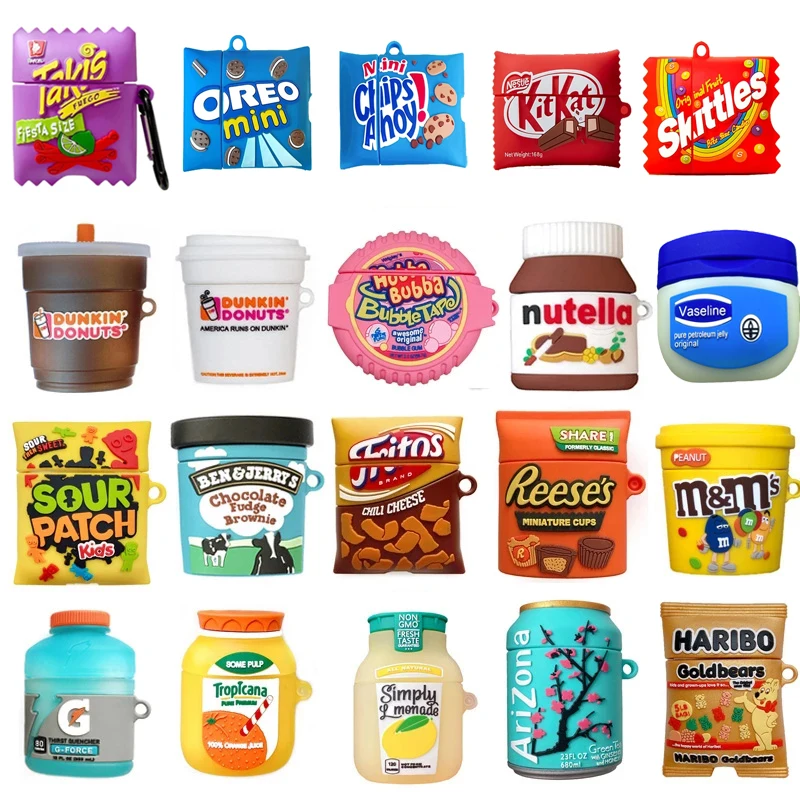 

Cartoon Chocolate Potato chips Soft silicone Case For Airpods 1 2 3 Pro Wireless Bluetooth Headset Package Case Protective Cover