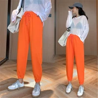 fashion candy color orange pink gray sports pants female street leisure harem pants s xl 2020 summer women sweatpants