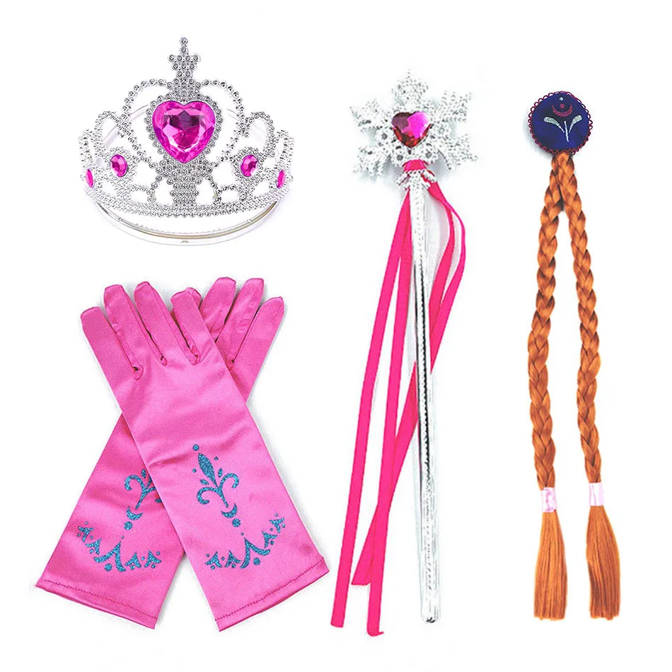 Little Girl Princess Party Accessories Elsa Gloves Anna Wig Braid Moana Jasmine Rapunzel Belle Cinderella Hairpiece Unicorn Wing | Детская